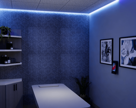 Massage room at Massage Envy clinic. 